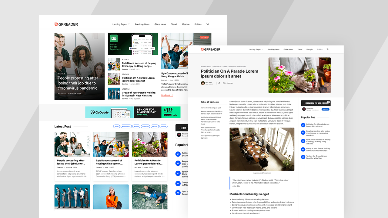 GP Reader - Simple Blog Theme Wordpress